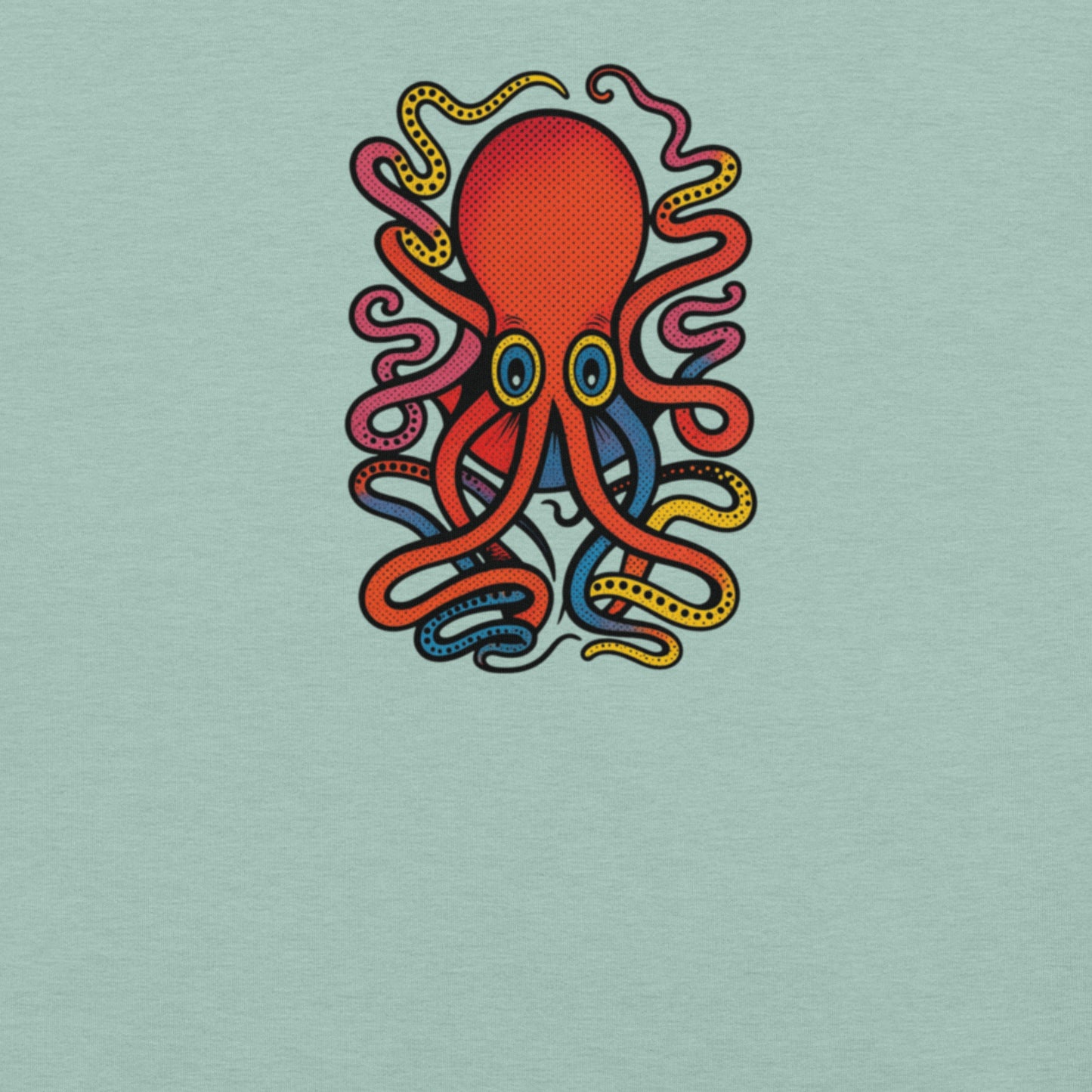 8 Armed Cuttlefish pop art t-shirt — colorful cuttlefish illustration on unisex Bella Canvas tee