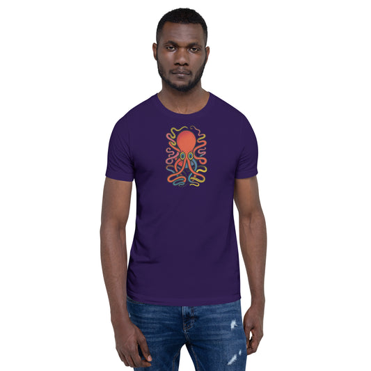 8 Armed Cuttlefish pop art t-shirt — colorful cuttlefish illustration on unisex Bella Canvas tee