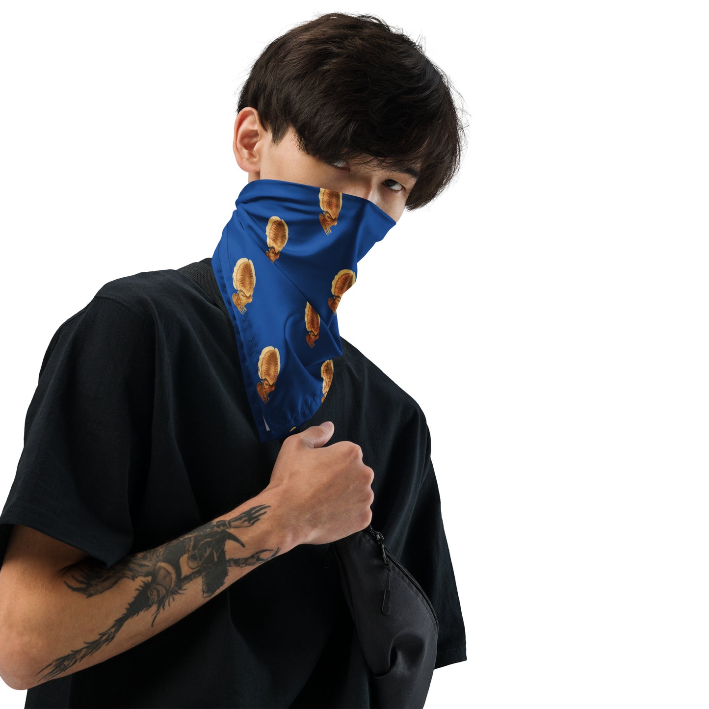 Young man wearing cuttlefish bandana
