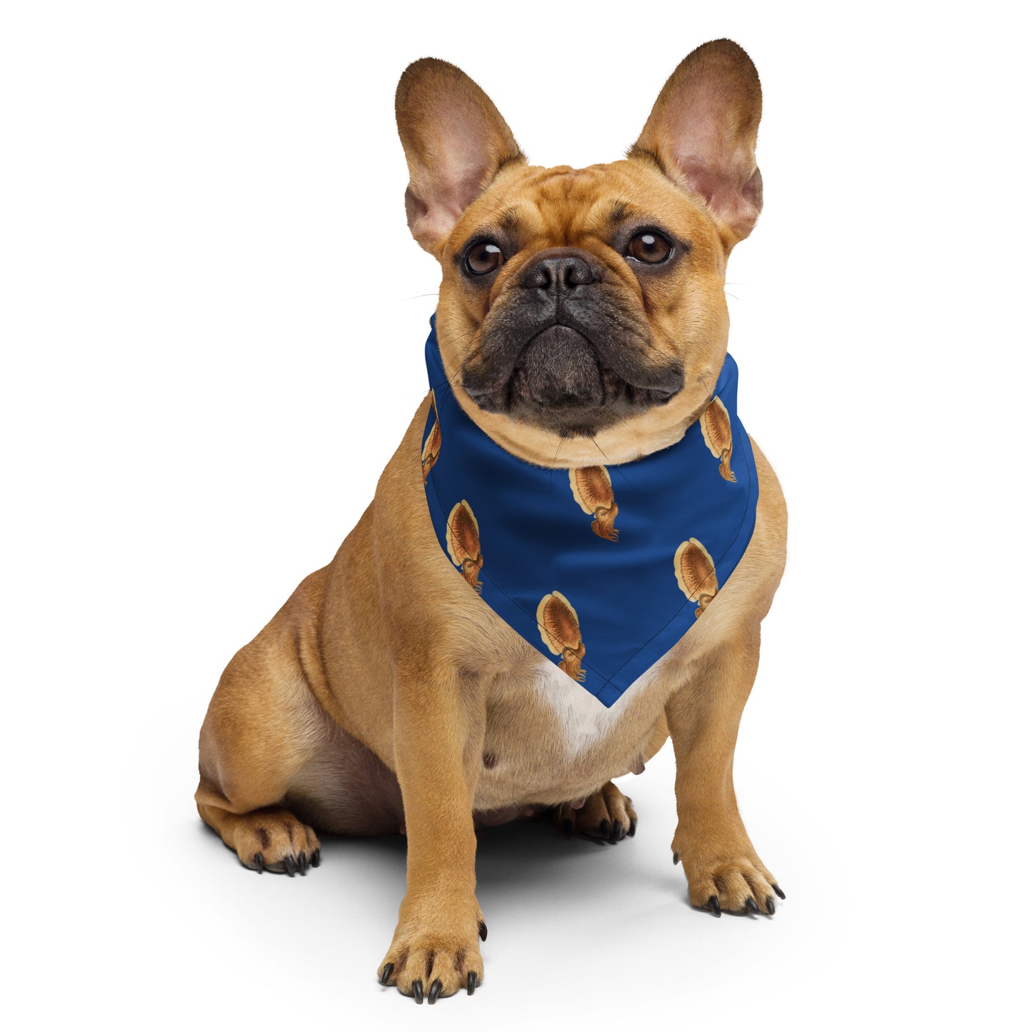A dog wearing a cuttlefish print bandana - Dark Blue
