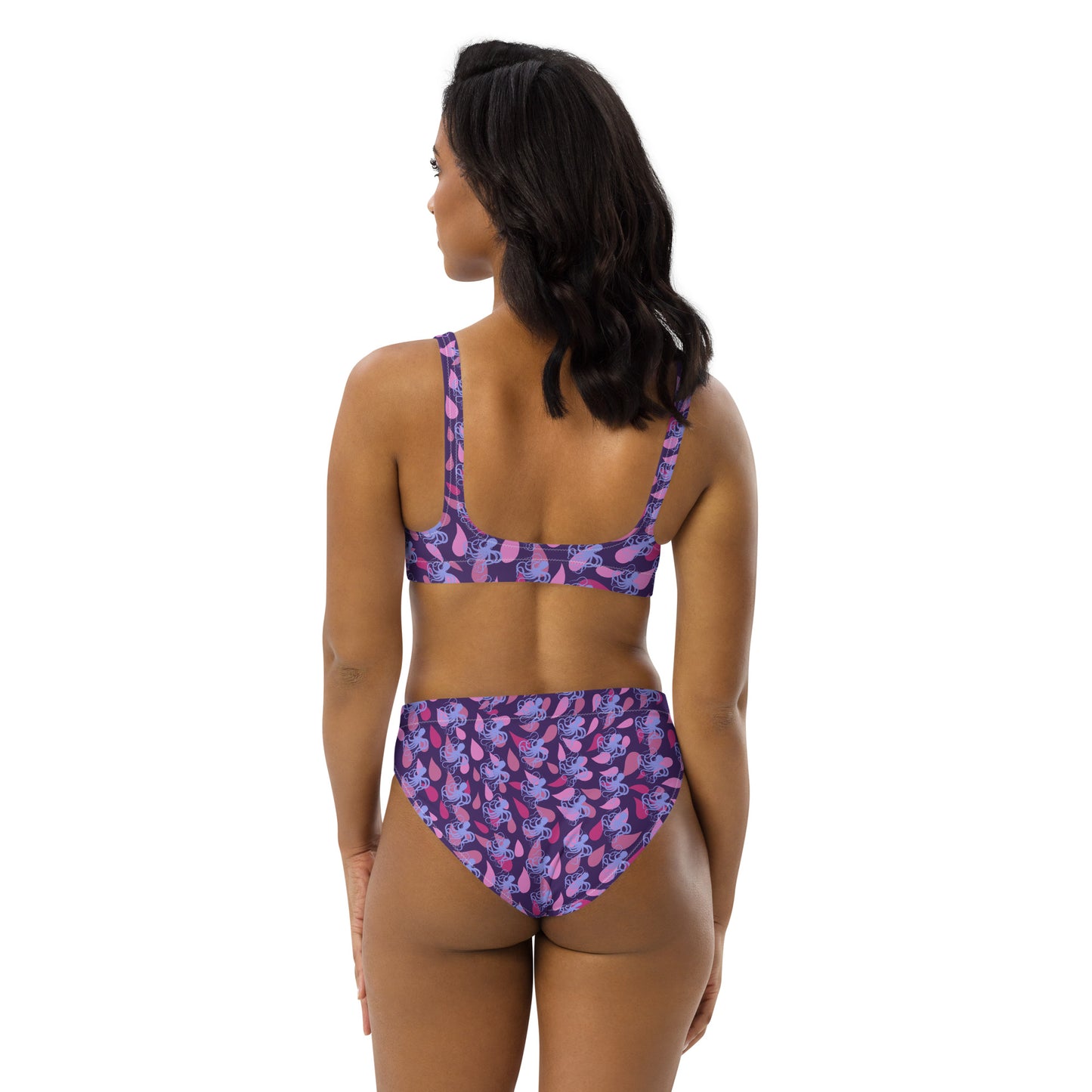 Purple Octopus high-waisted bikini
