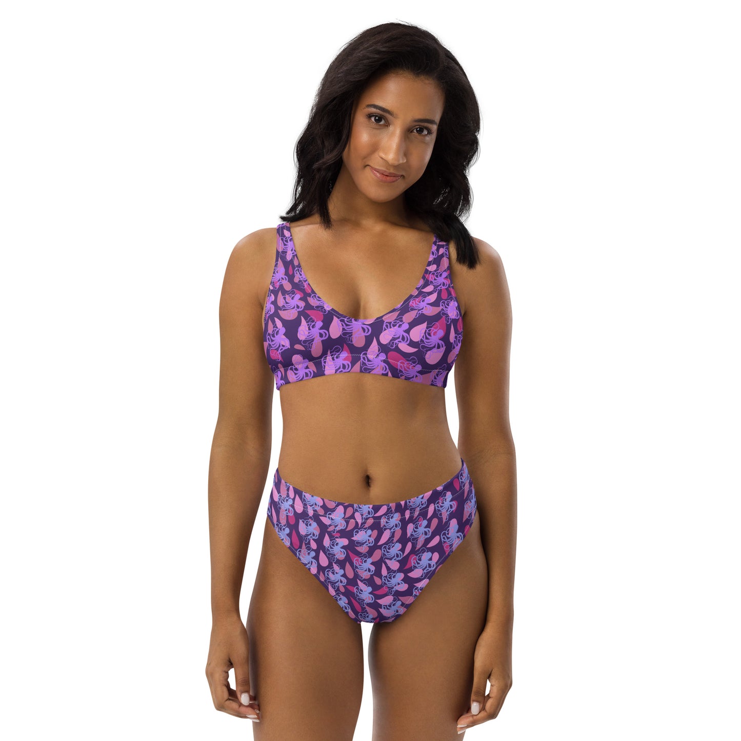 Purple Octopus high-waisted bikini