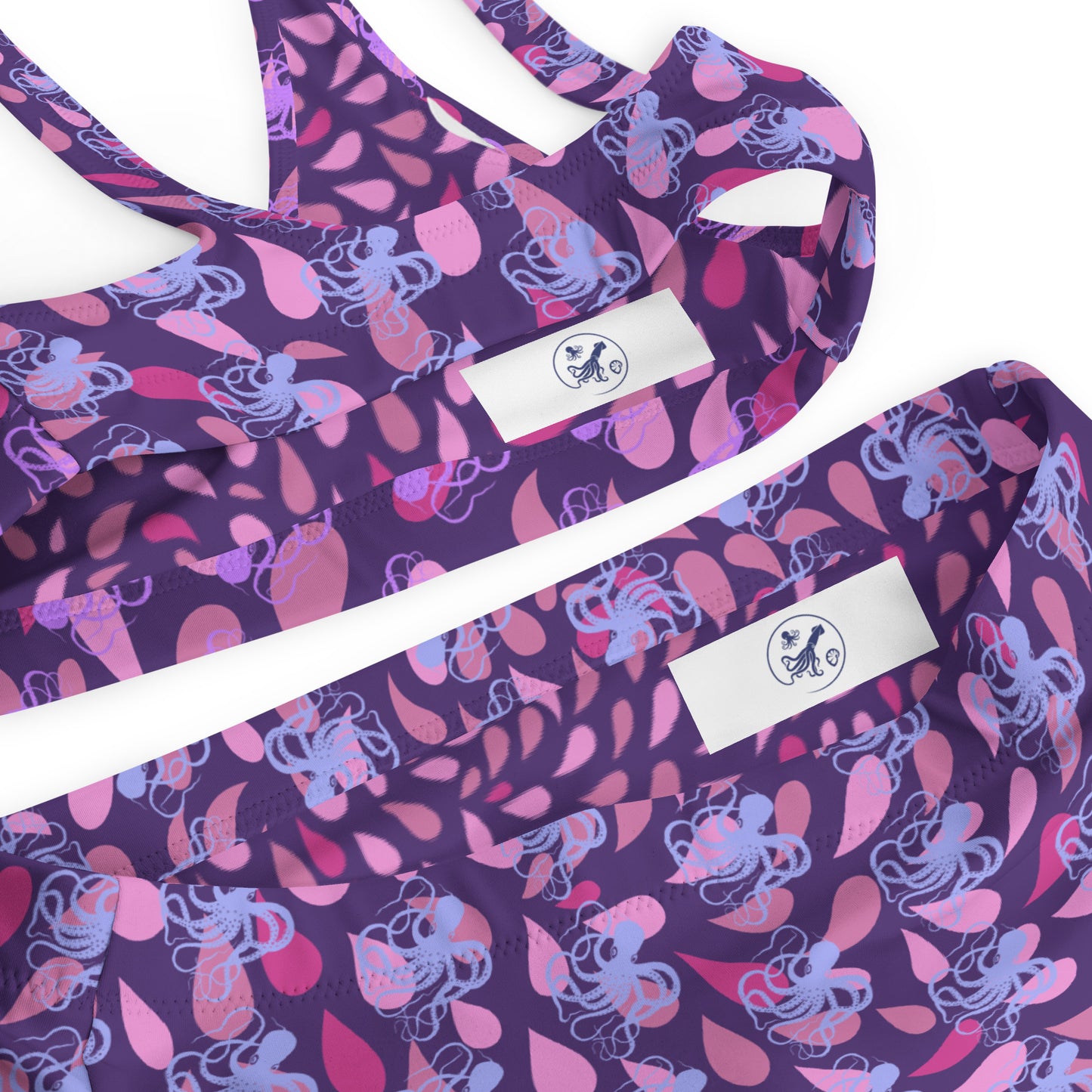Purple Octopus high-waisted bikini
