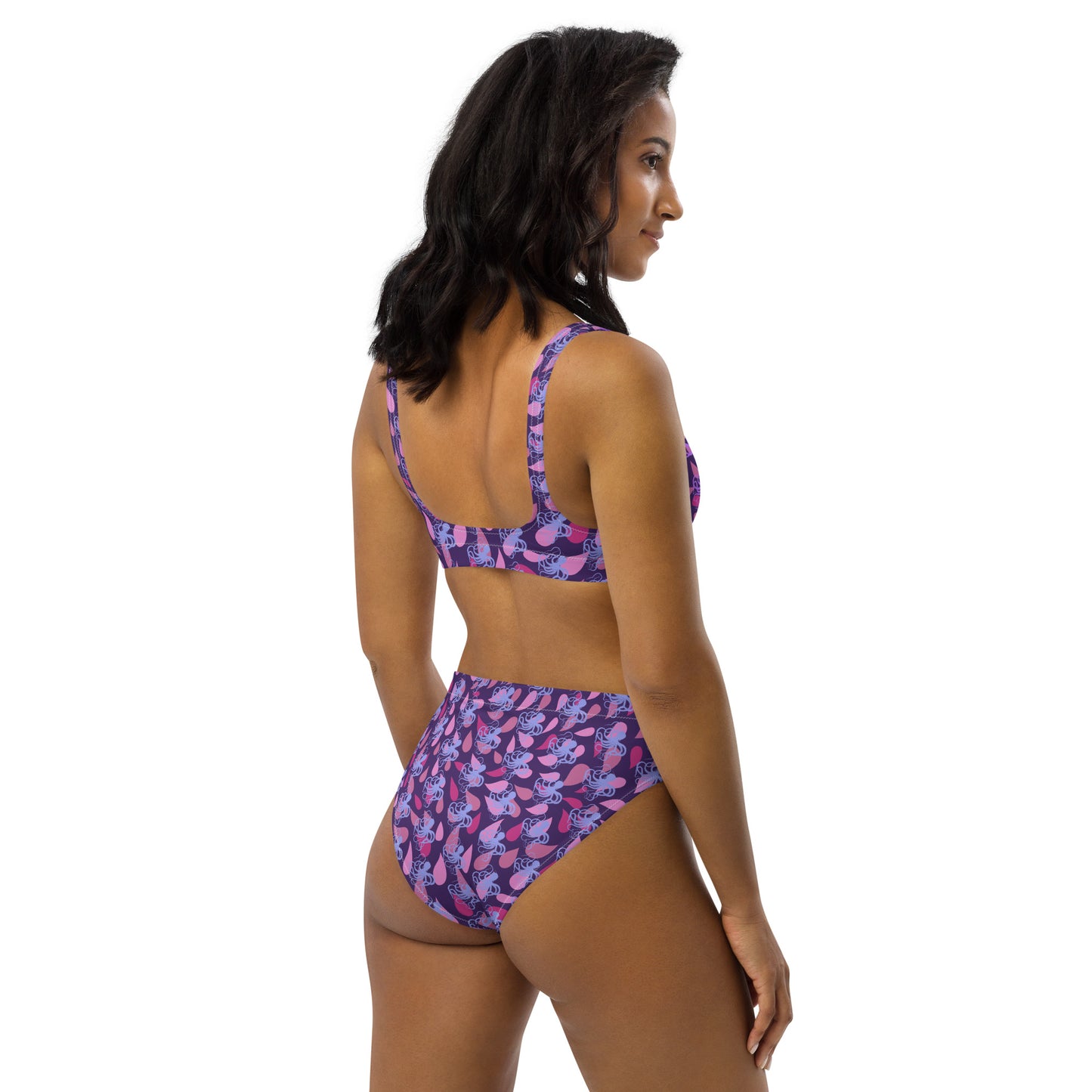 Purple Octopus high-waisted bikini