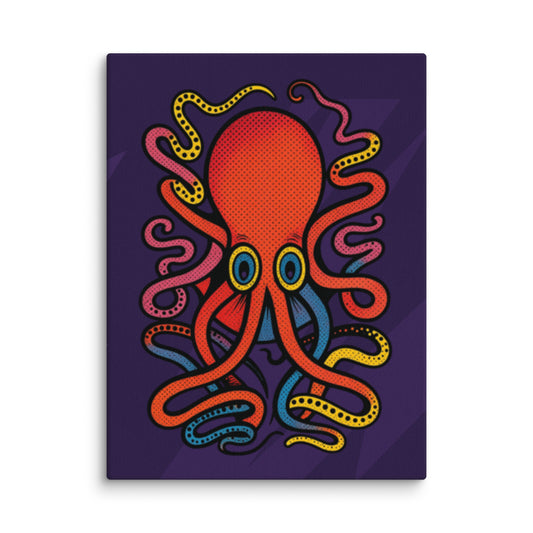 Cuttlefish pop art style canvas art print 9x12 — bold colorful cephalopod design on premium canvas