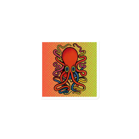 8 Armed Cuttlefish pop art magnet 3x3 — colorful cuttlefish on halftone background