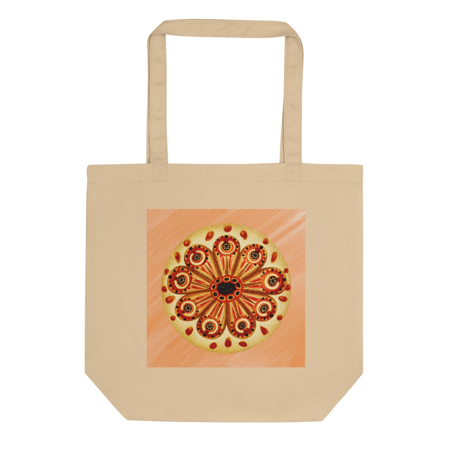 Eco tote bag with vintage tunicate sea squirt illustration in orange — sustainable cotton tote with marine biology design