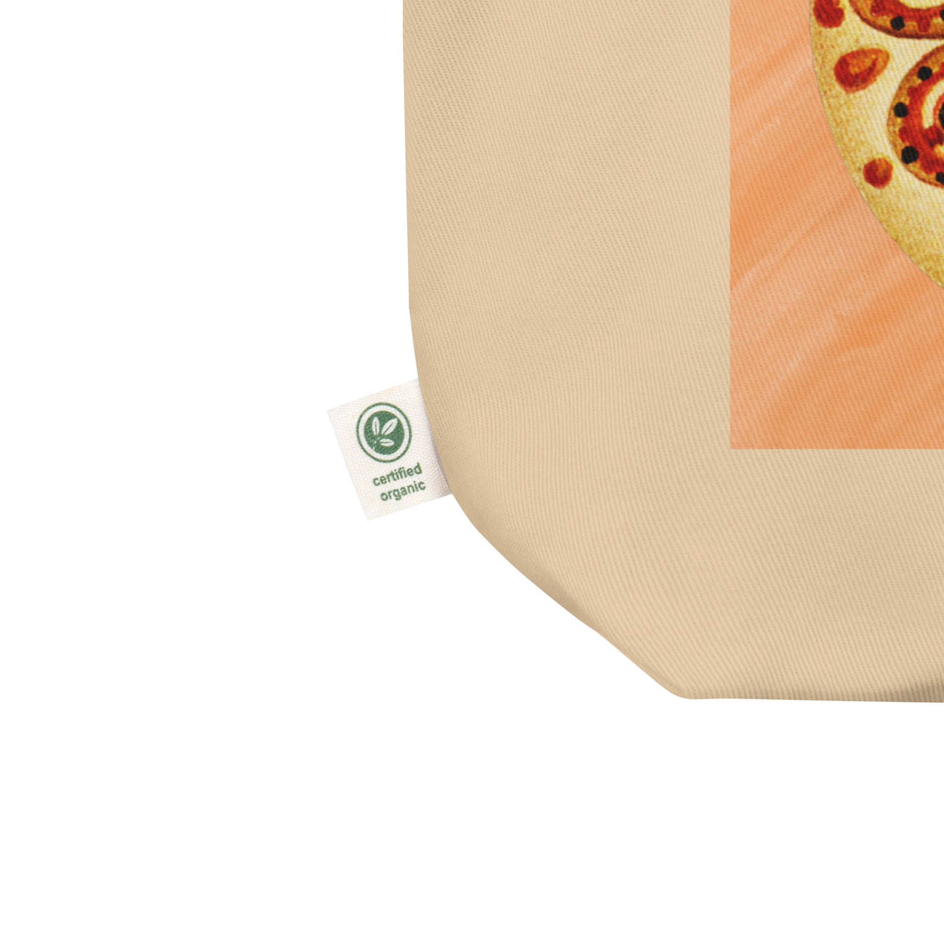 Eco tote bag with vintage tunicate sea squirt illustration in orange — sustainable cotton tote with marine biology design