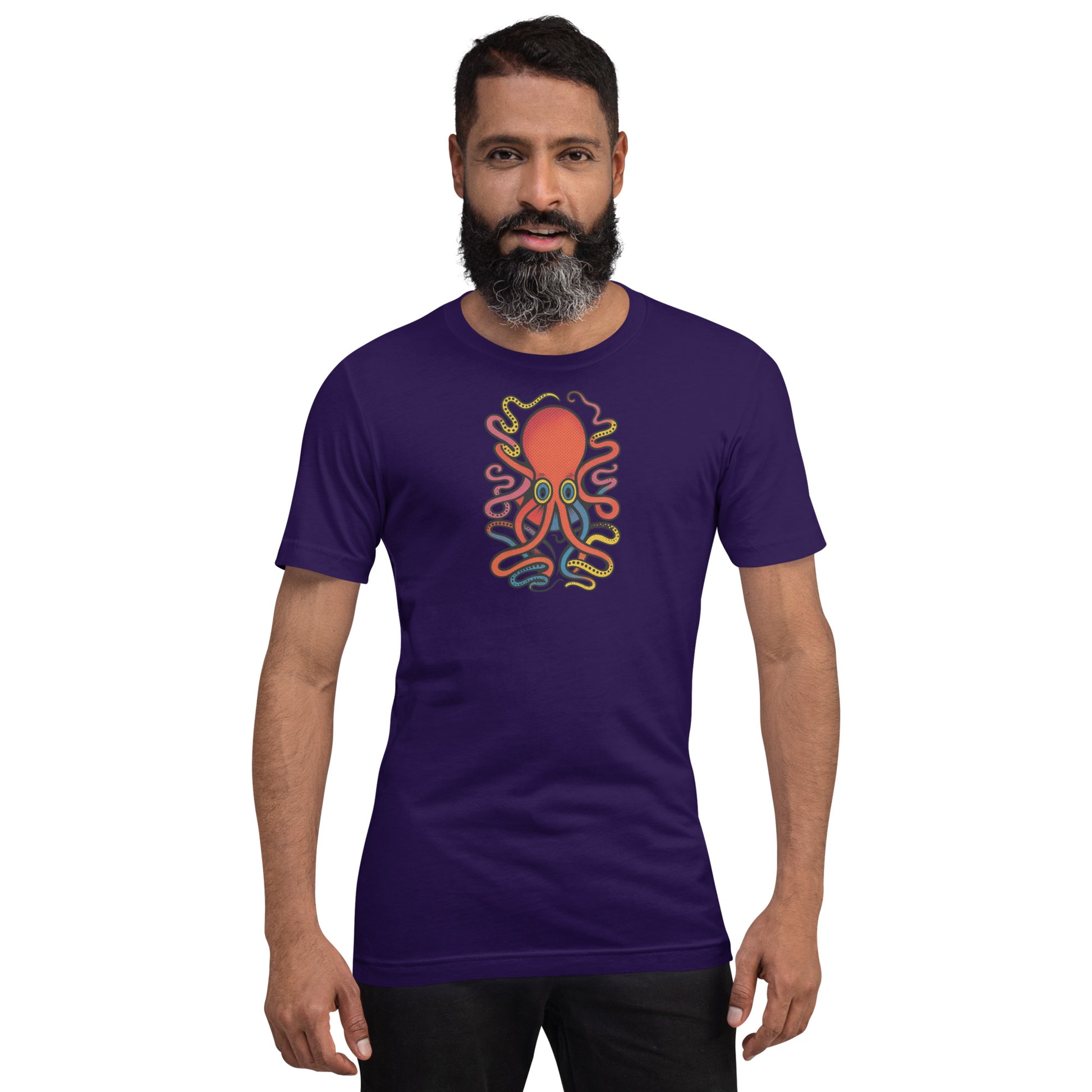 8 Armed Cuttlefish pop art t-shirt — colorful cuttlefish illustration on unisex Bella Canvas tee
