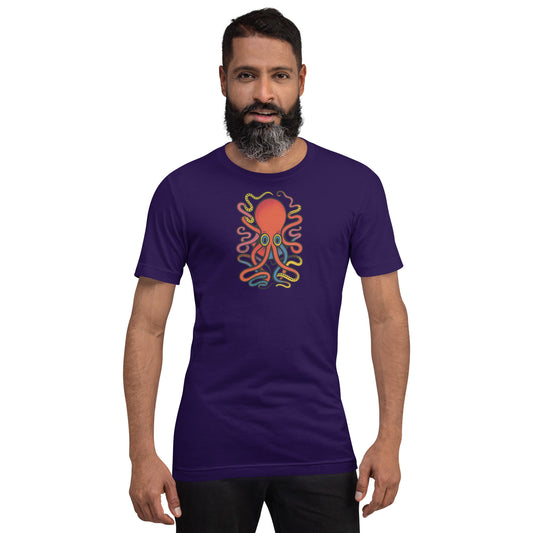 8 Armed Cuttlefish pop art t-shirt — colorful cuttlefish illustration on unisex Bella Canvas tee