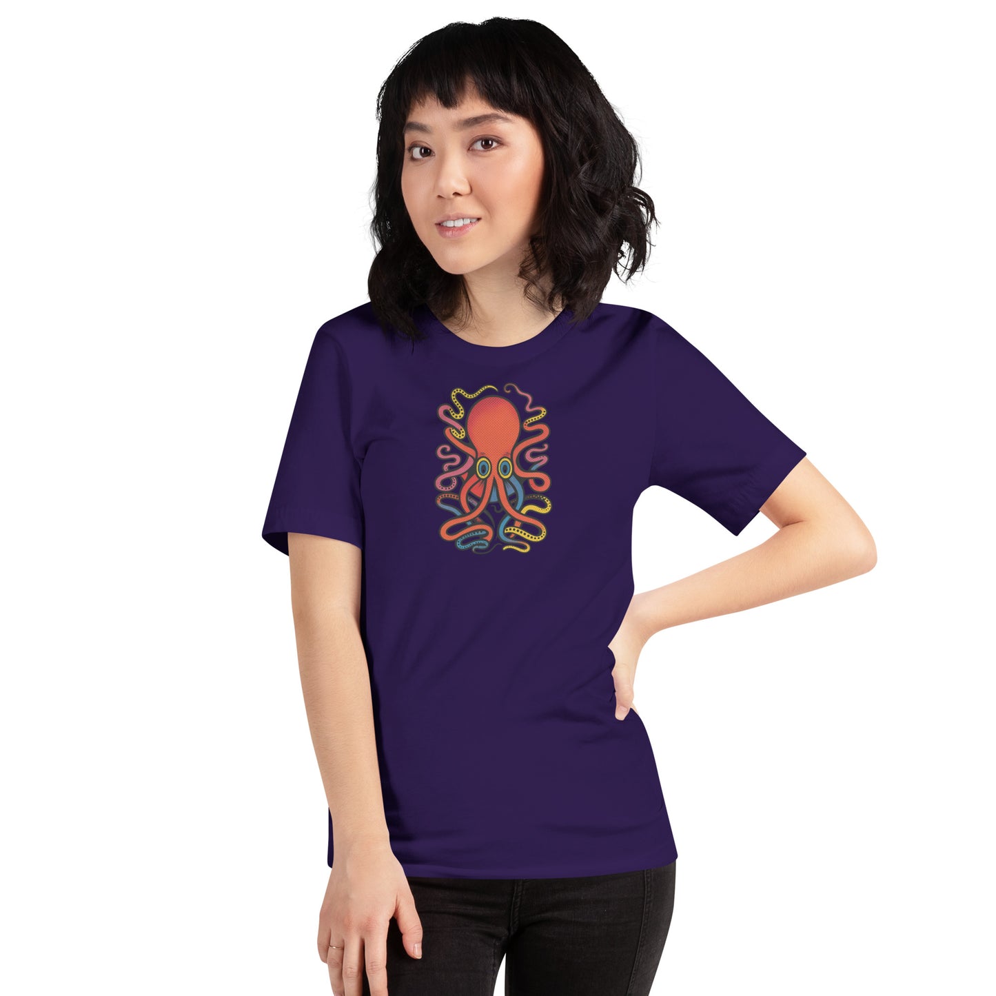 8 Armed Cuttlefish pop art t-shirt — colorful cuttlefish illustration on unisex Bella Canvas tee